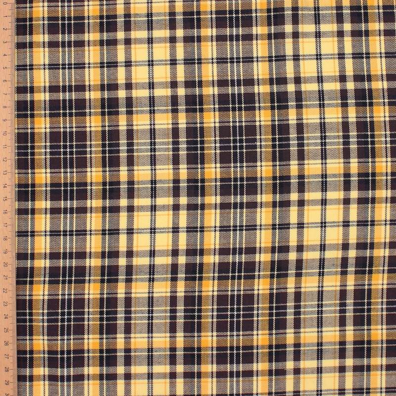 Twill coton à carreaux - brun et jaune