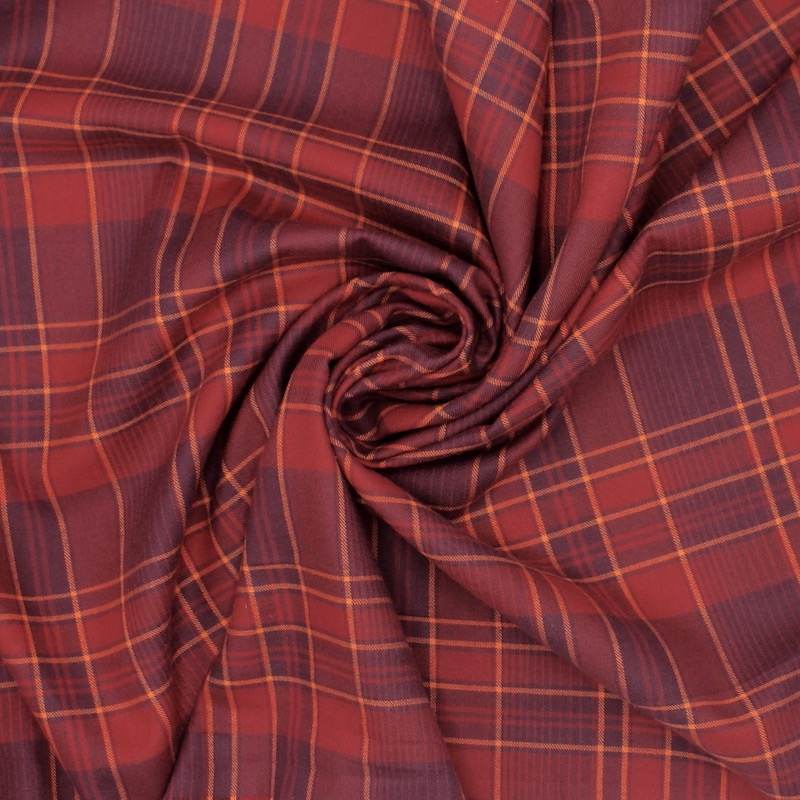 Checked brushed cotton fabric - red