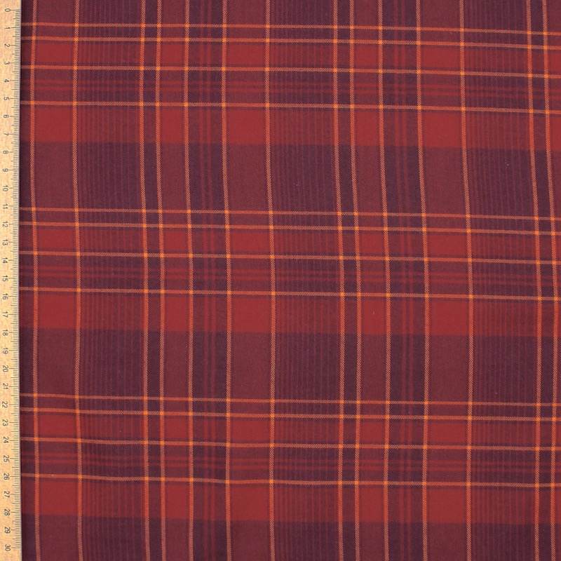 Checked brushed cotton fabric - red