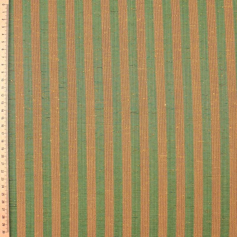 Cloth of 3 m striped upholstery fabric - green and beige