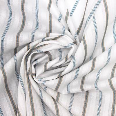 Striped jacquard cotton fabric - off-white