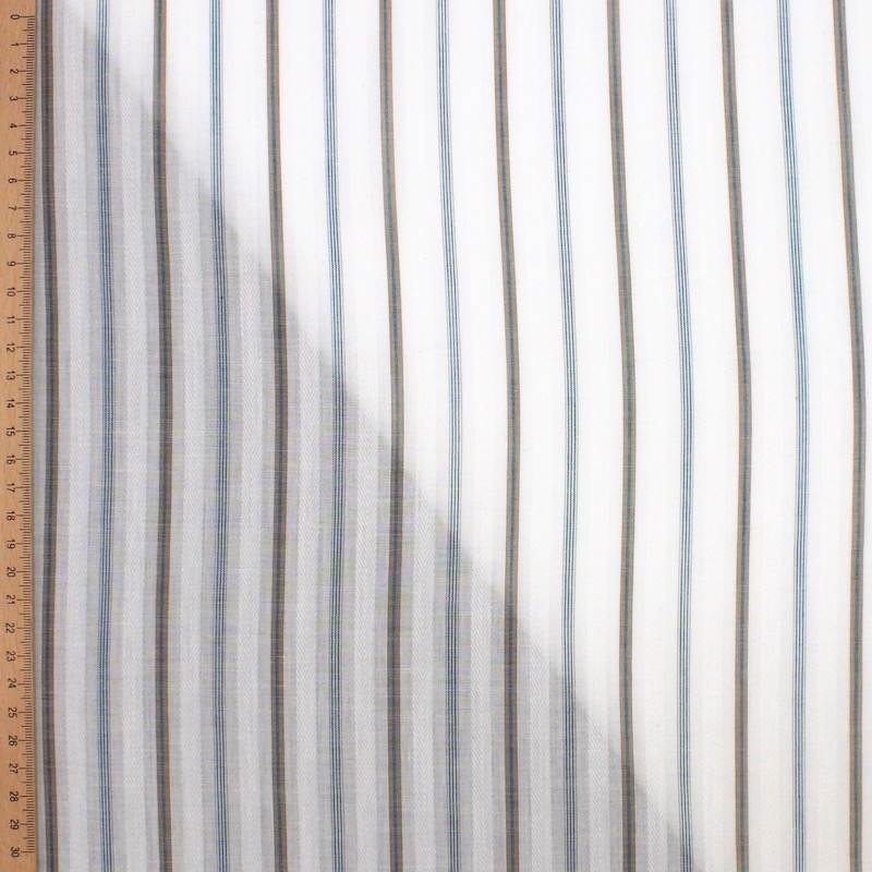 Striped jacquard cotton fabric - off-white