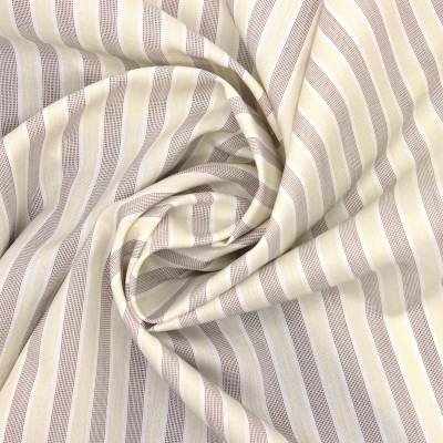 Striped cotton and polyester fabric - beige