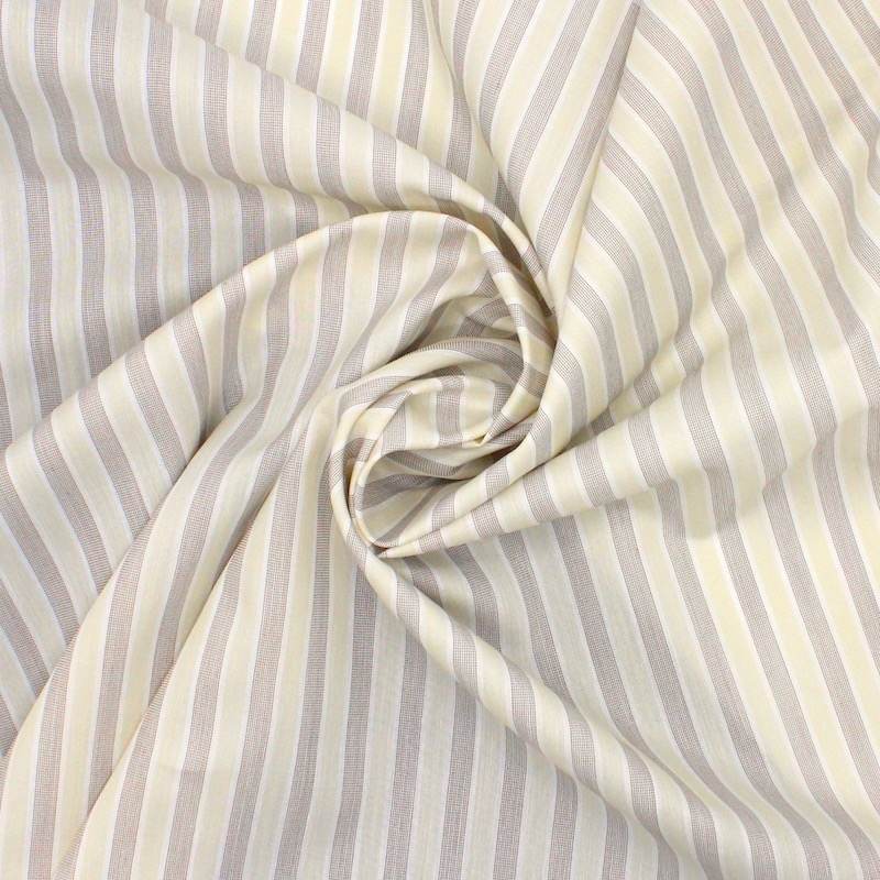 Striped cotton and polyester fabric - beige