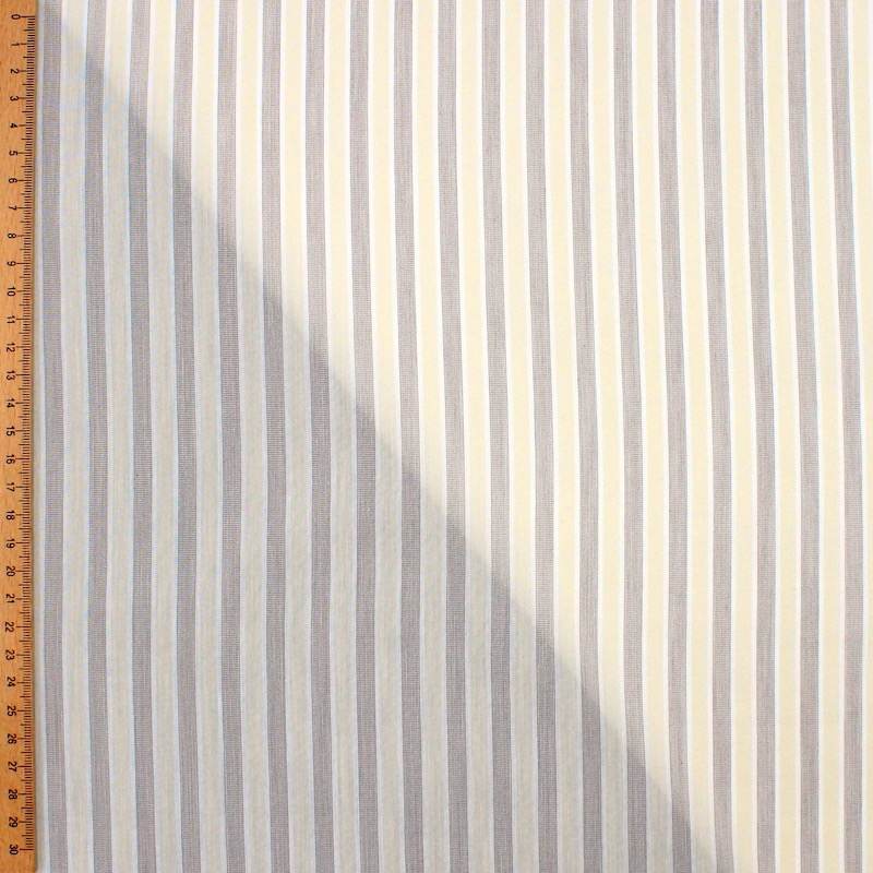 Striped cotton and polyester fabric - beige