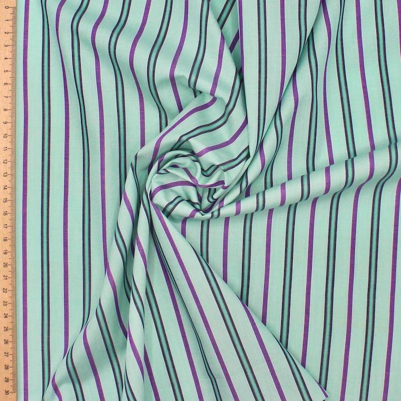 100% cotton striped fabric - aqua green