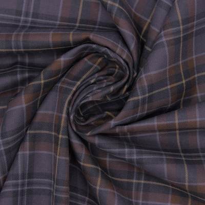 Checkered cotton twill fabric - brown and taupe 