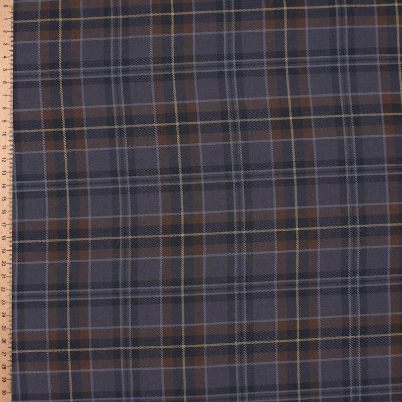 Checkered cotton twill fabric - brown and taupe 