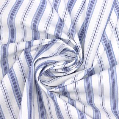 Tissu 100% coton rayures - bleu et blanc