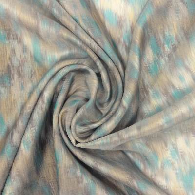 Printed polyester veil - grey and blue