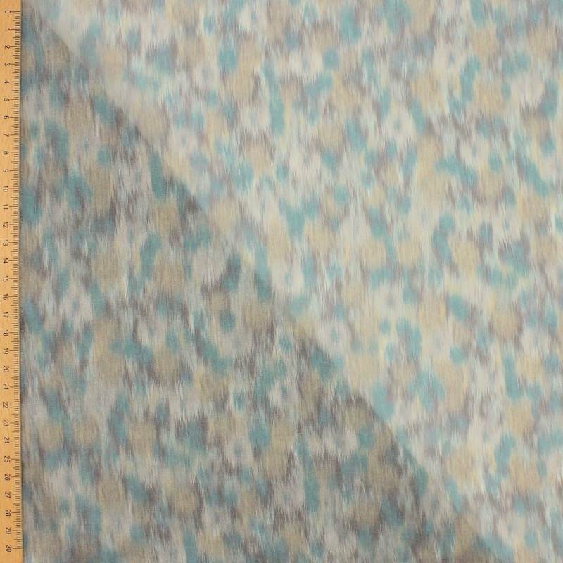 Voile polyester imprimé - gris et bleu