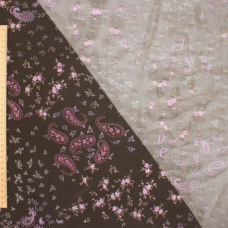 Coupon van 3m mesh met bloemenprint - bruin
