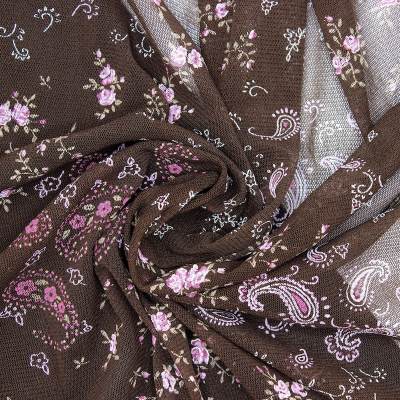 Coth of 3m floral printed mesh fabric - brown