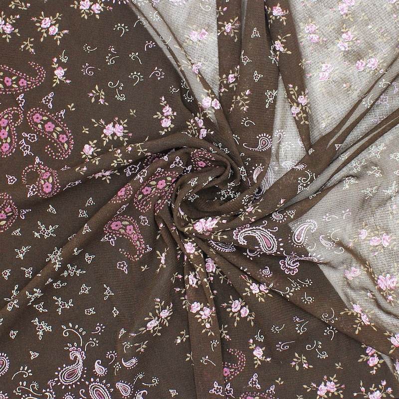 Coupon van 3m mesh met bloemenprint - bruin