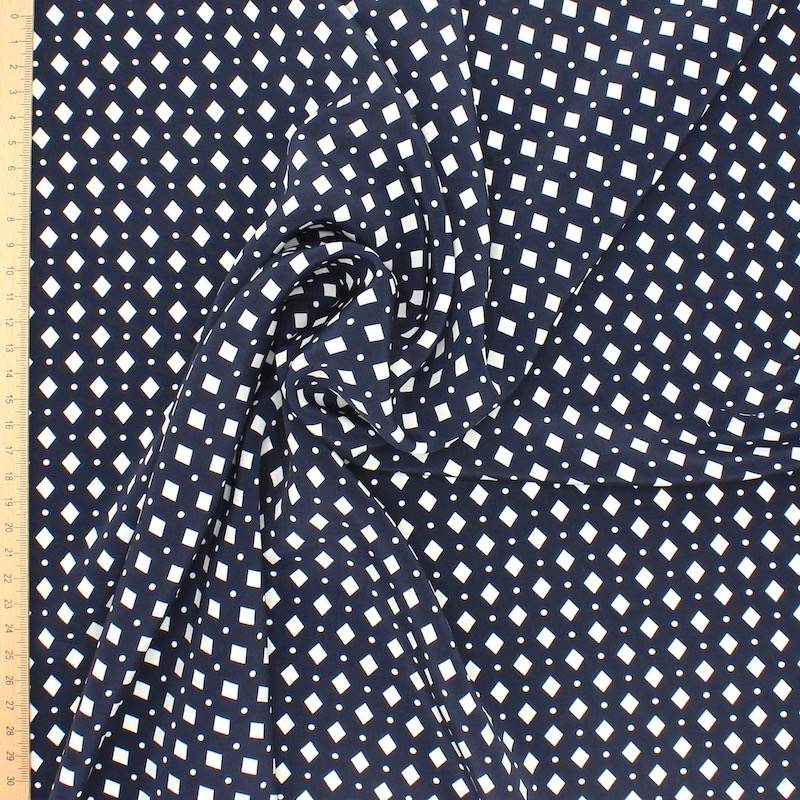 Rhombus printed polyester fabric - dark blue