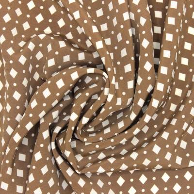 Rhombus printed polyester fabric - brown