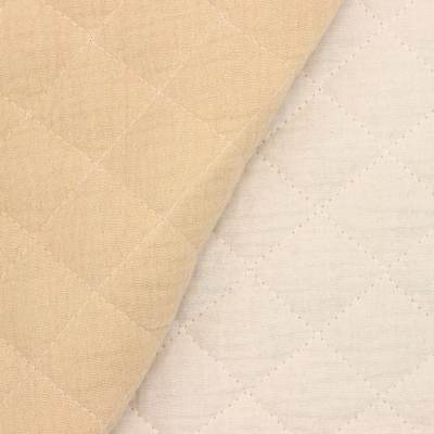 Tissu double gaze matelassé bicolore - écru et blanc cassé