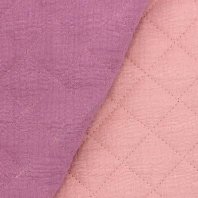 Tissu double gaze matelassé bicolore - rose et parme