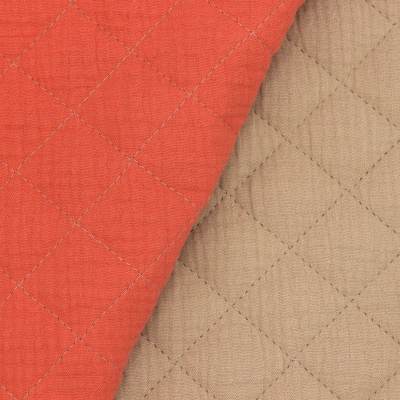 Two-tone quilted double gauze - brick and beige