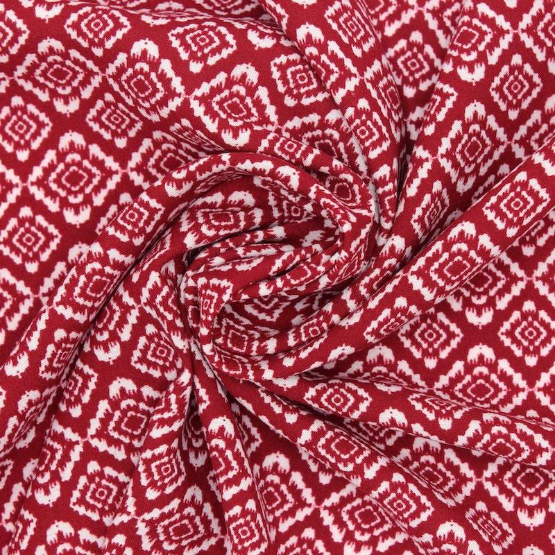 Graphic viscose and linen fabric - red