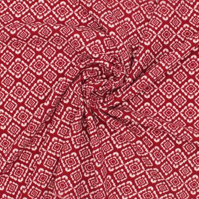 Graphic viscose and linen fabric - red