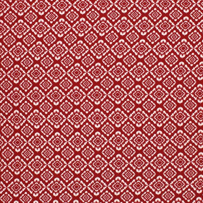 Graphic viscose and linen fabric - red