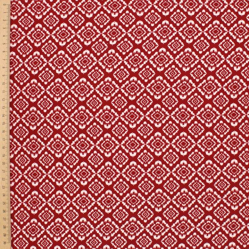 Graphic viscose and linen fabric - red