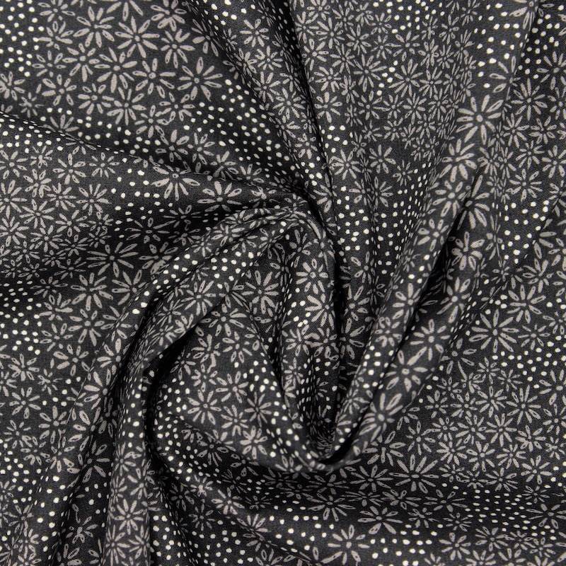 100% katoenen stof met bloemenprint - zwart
