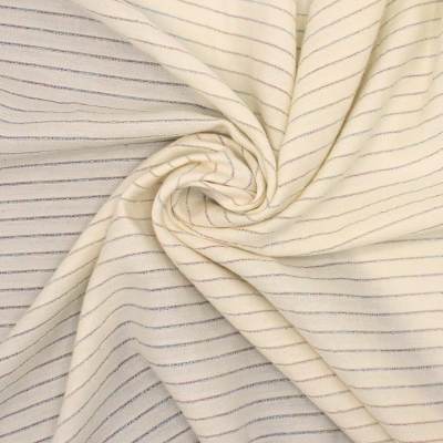 Striped cotton jacquard fabric - ecru