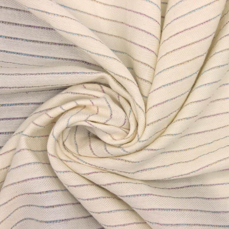 Striped cotton jacquard fabric - ecru