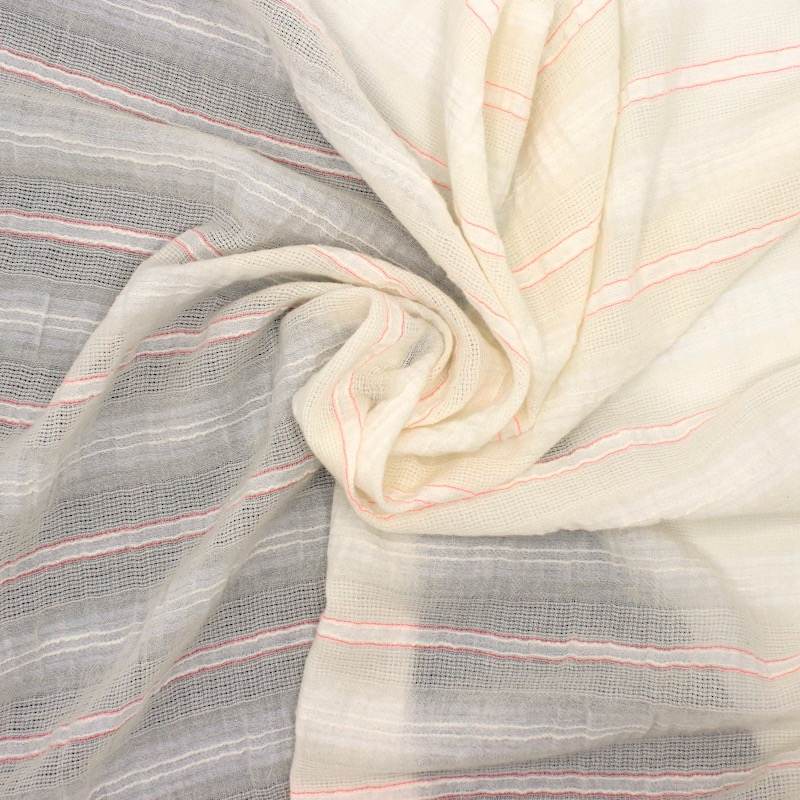 Striped cotton voile - ecru