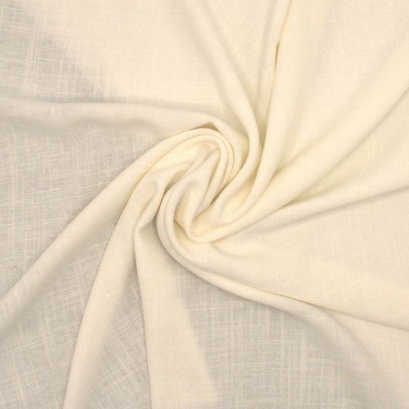 Plain viscose and linen fabric - off-white