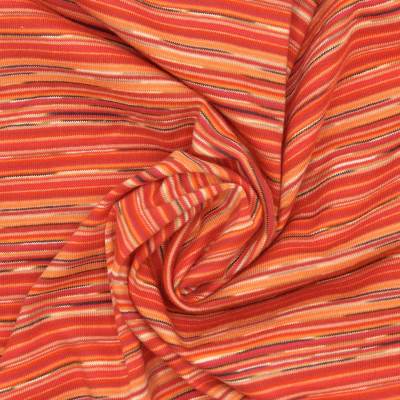 Gebreide stof met strepen - oranje 
