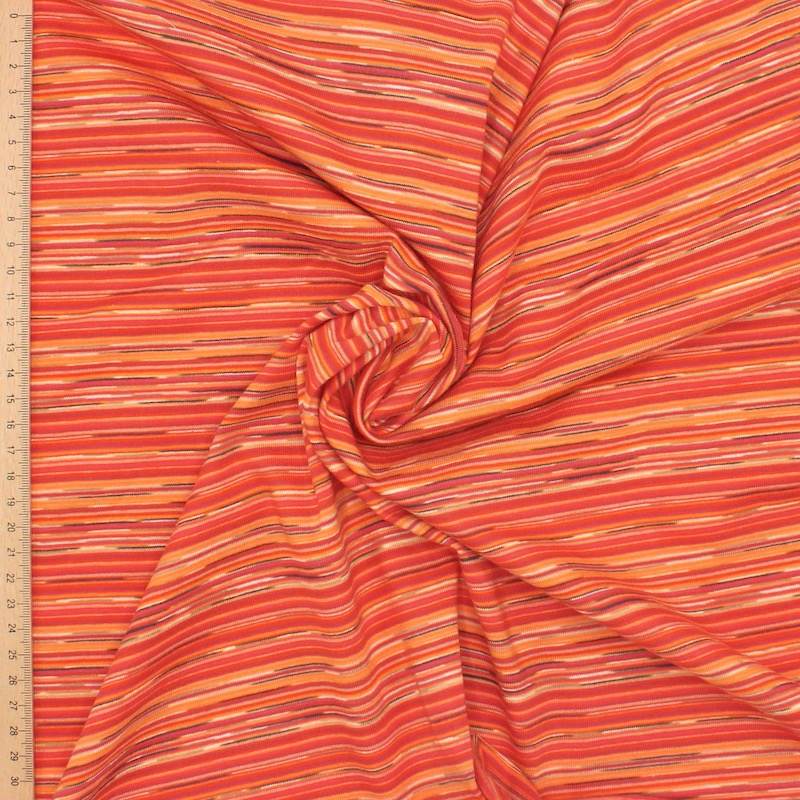 Tissu maille cotonrayure - orange