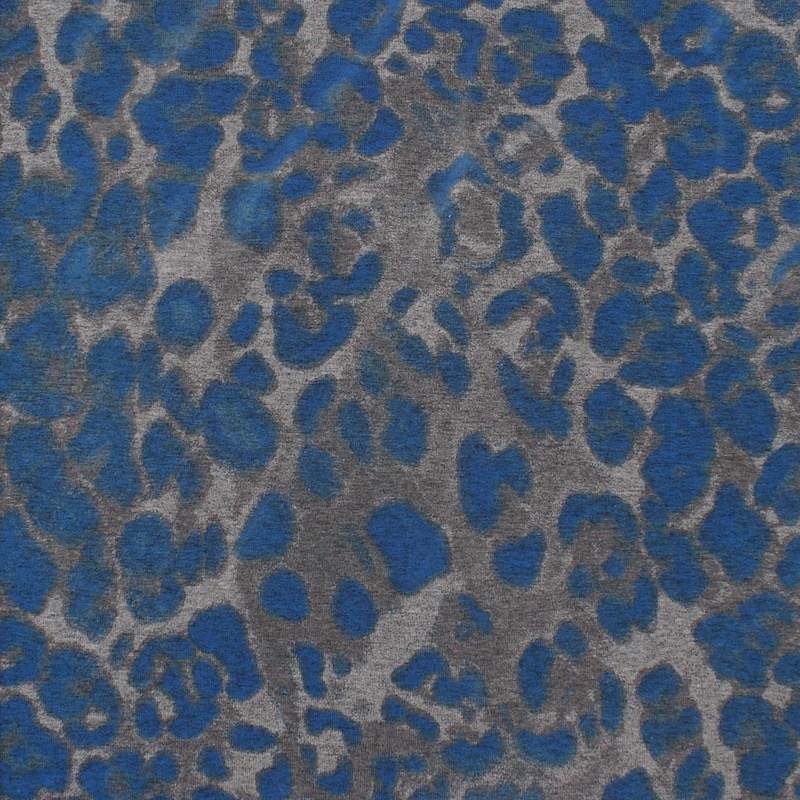 Viscose jersey stof met dierenprint - blauw en grijs