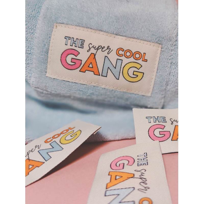 Étiquettes tissées à coudre " The super cool GANG"