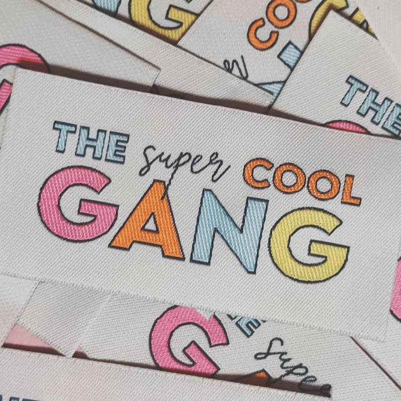 Étiquettes tissées à coudre " The super cool GANG"