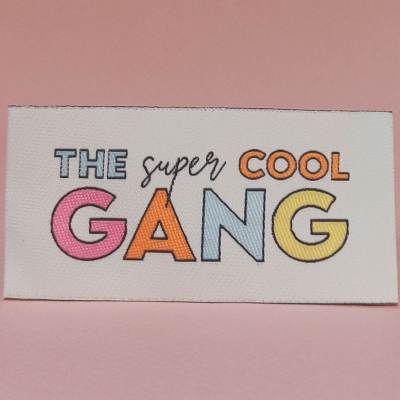 Étiquettes tissées à coudre " The super cool GANG"