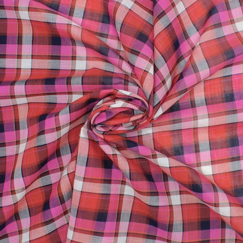 Checked cotton voile - multicoloured