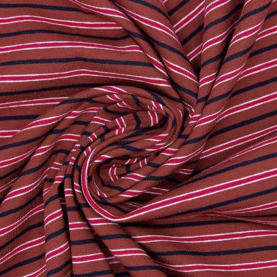 Organic cotton striped jersey fabric - brown