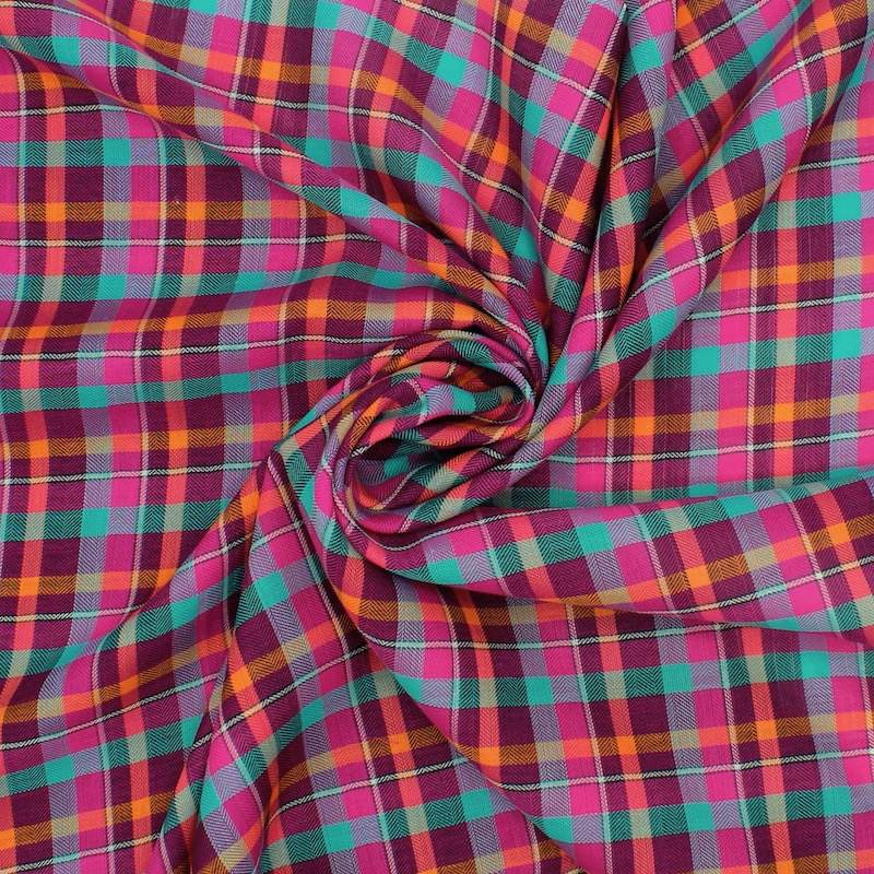 Checked cotton voile - multicoloured