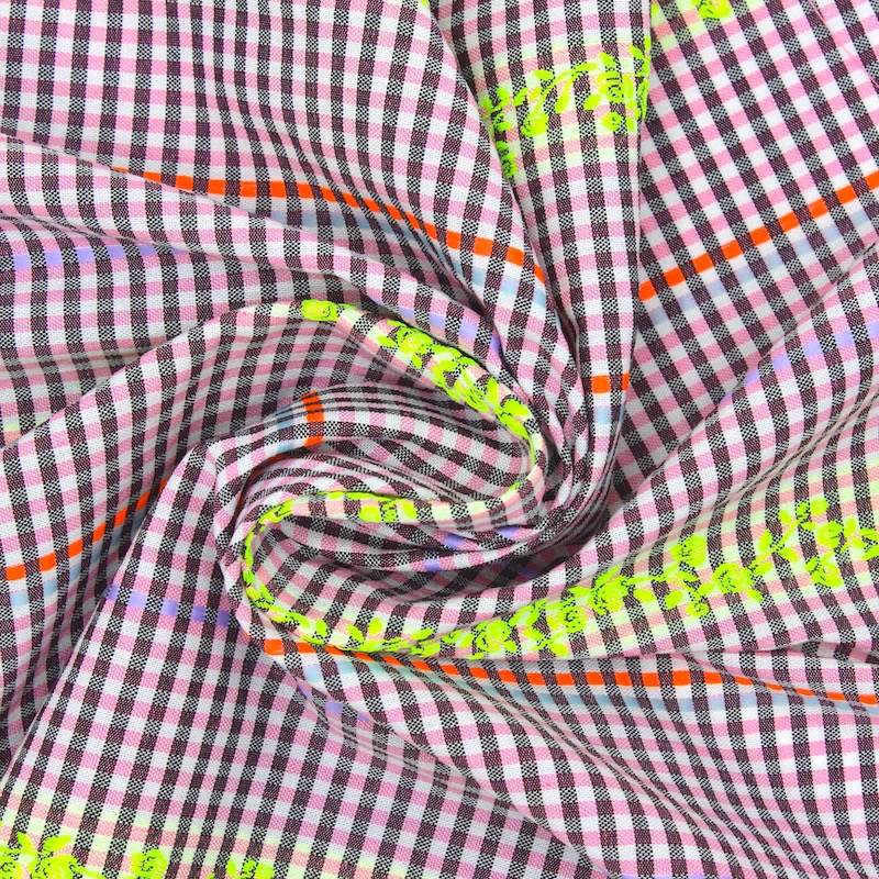 Polyester and cotton check fabric - multicoloured