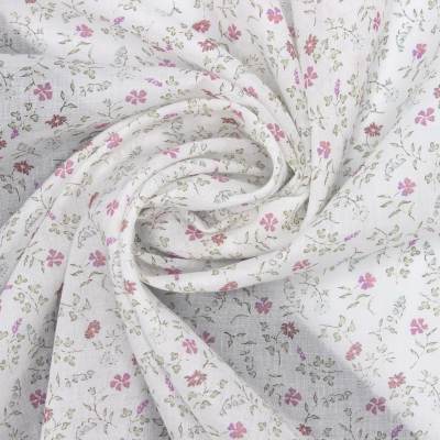 Floral cotton voile - white