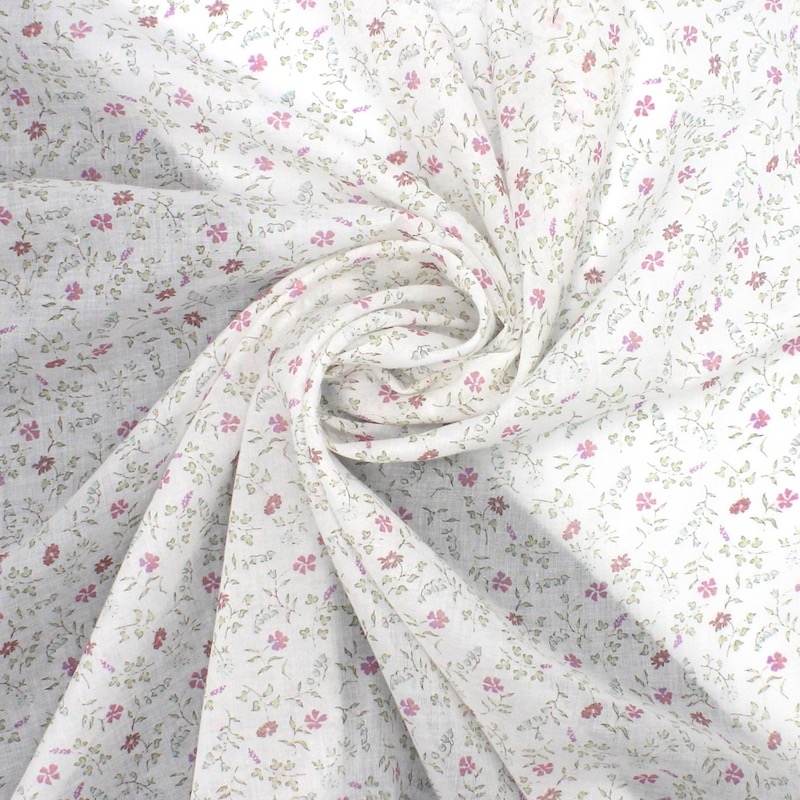 Floral cotton voile - white