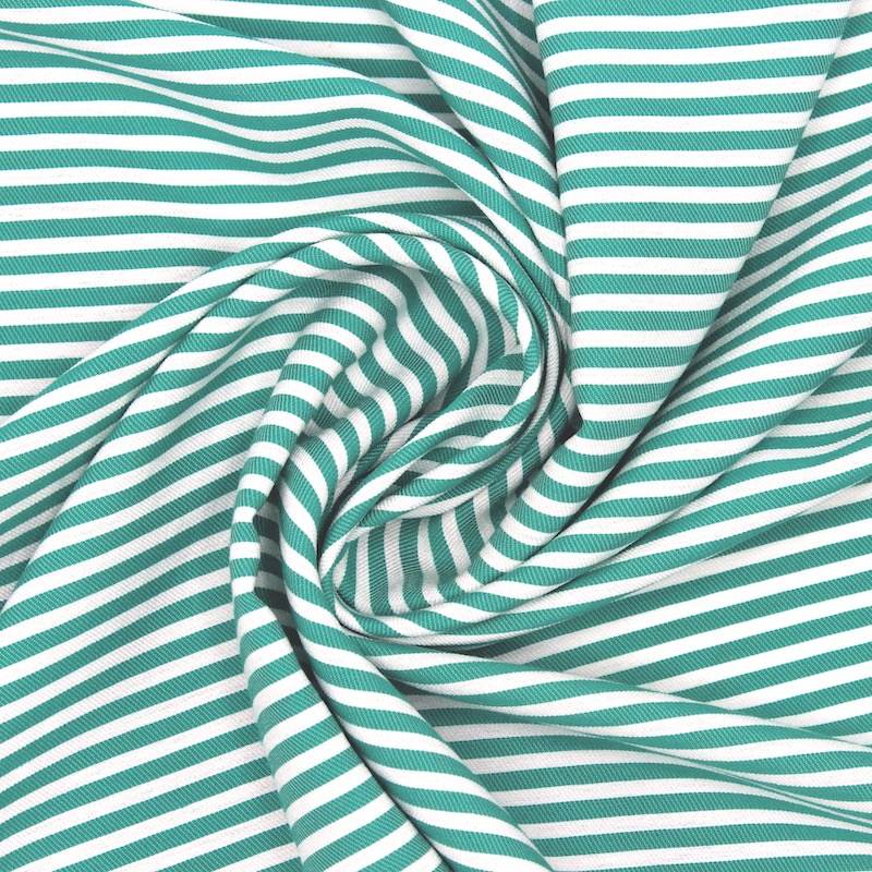 Tissu viscose à rayures - vert et blanc