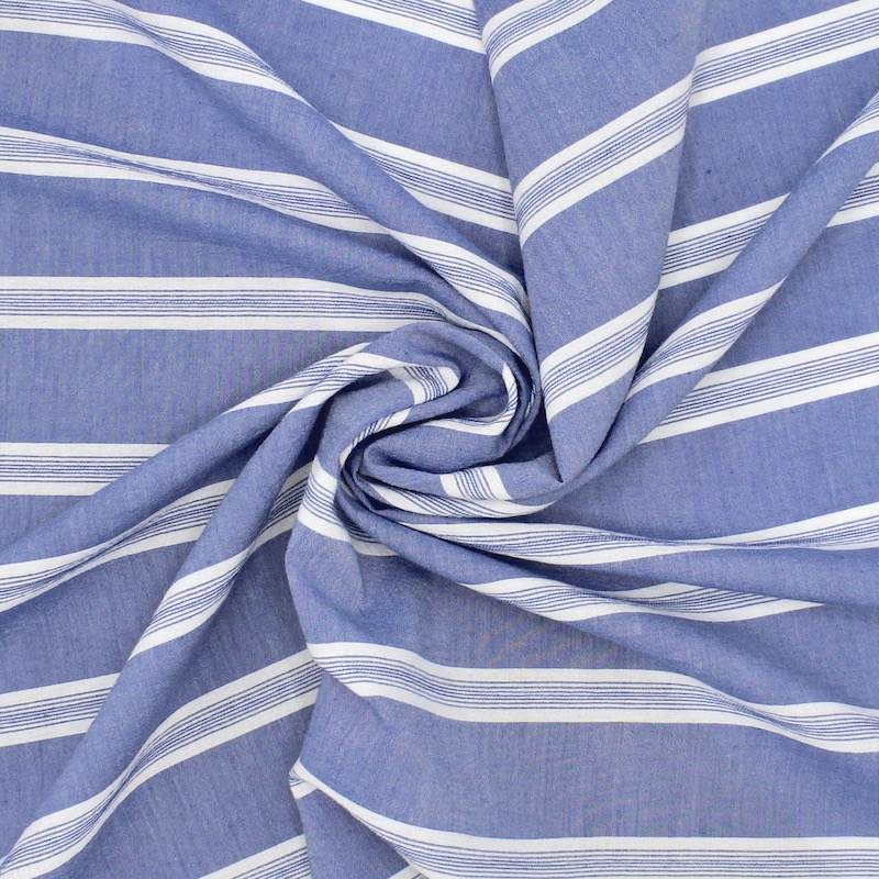 Viscose and cotton stripes - denim blue