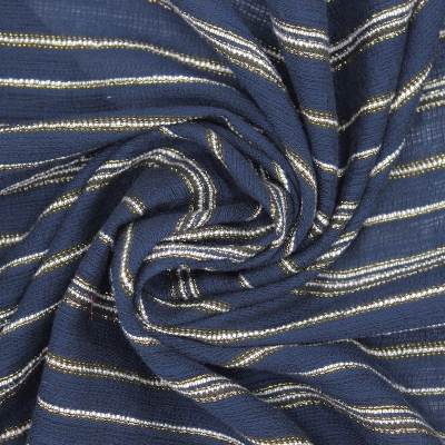 Lurex thread cotton fabric - navy