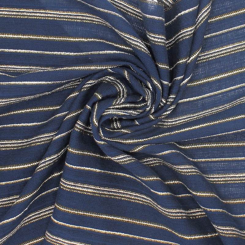 Lurex thread cotton fabric - navy