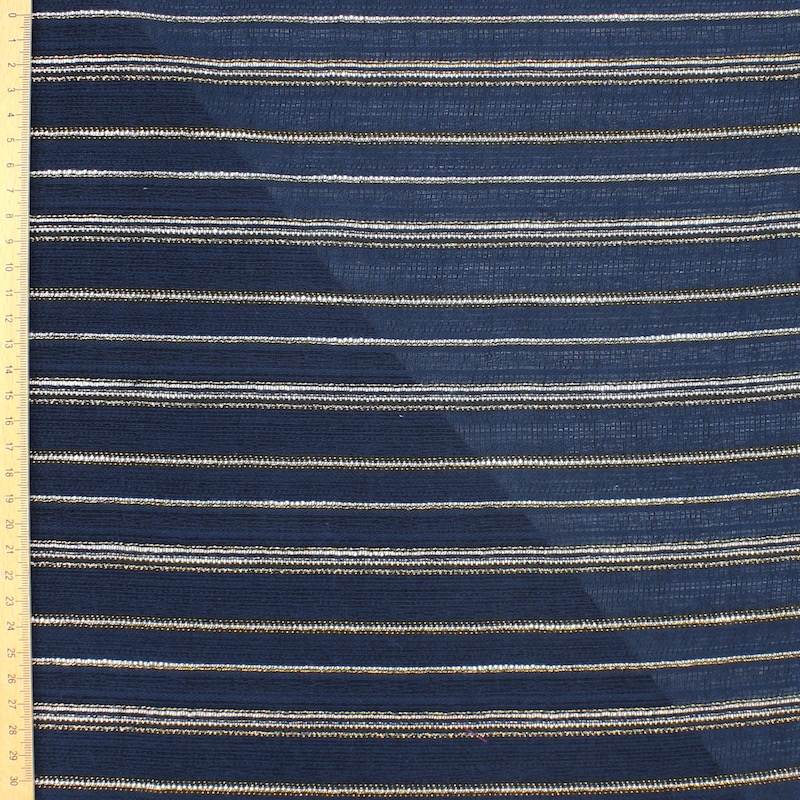 Lurex thread cotton fabric - navy