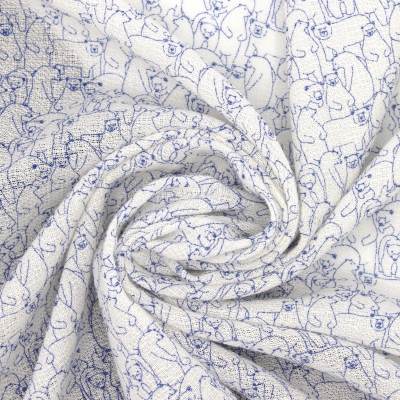 Bear print cotton voile - off-white